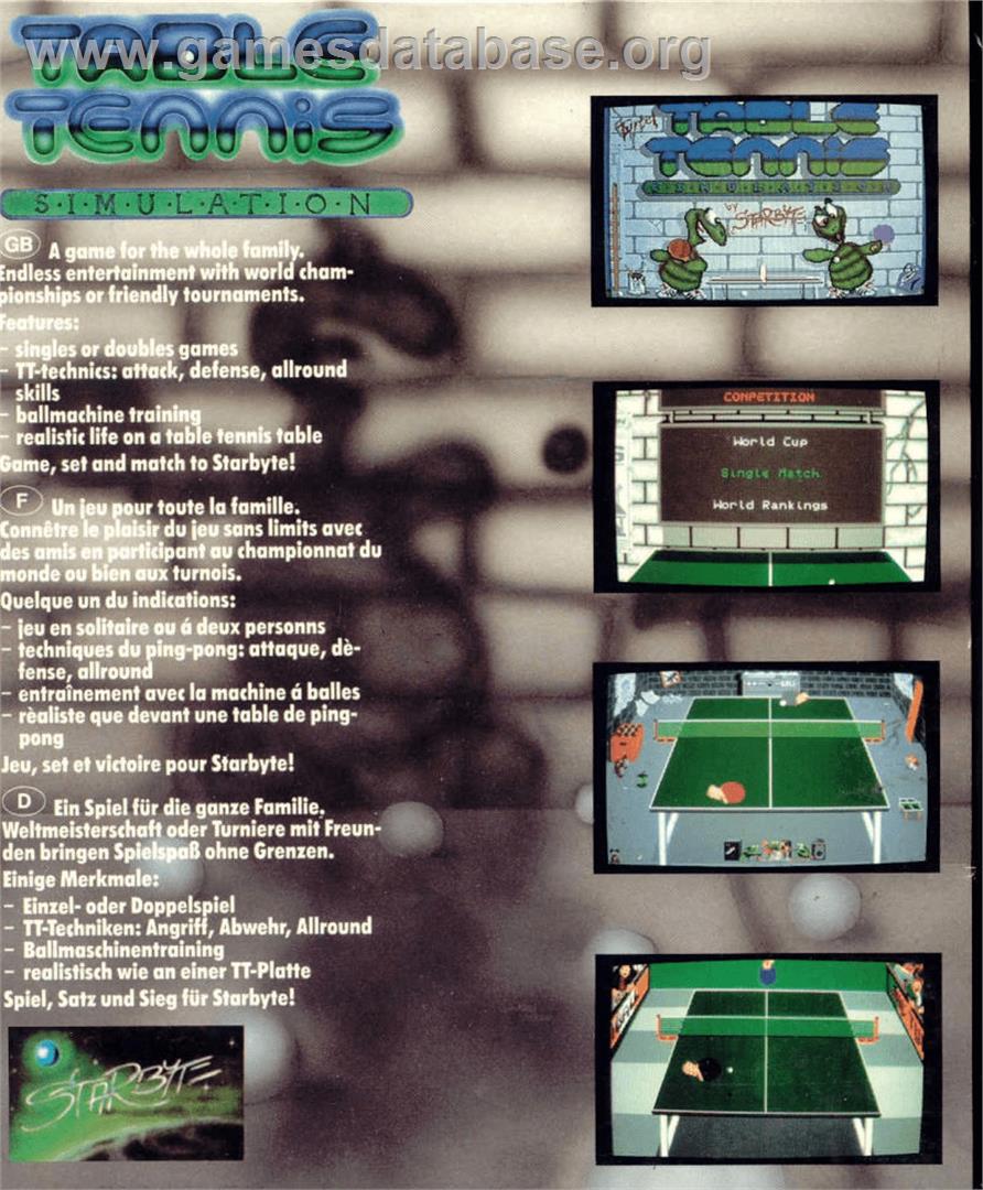 Table Tennis Simulation - Commodore Amiga - Artwork - Box Back